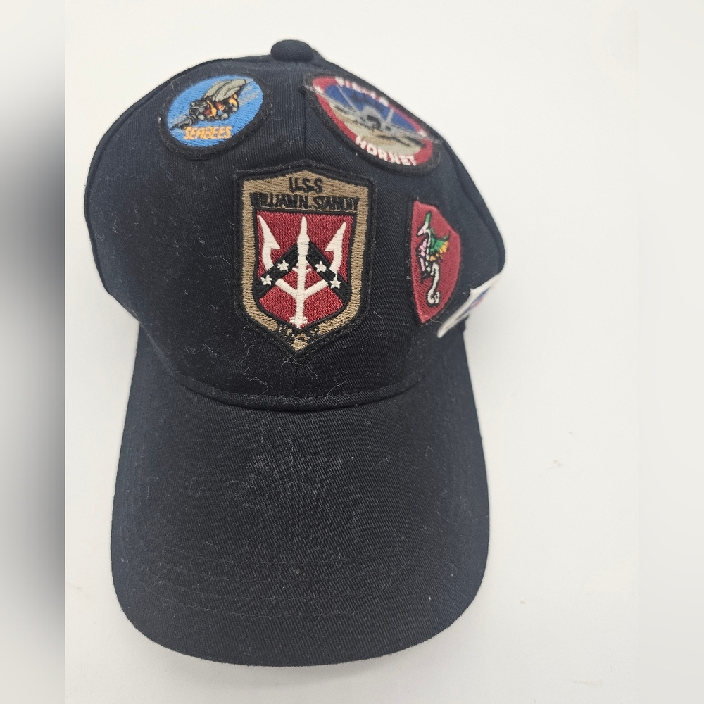 Top Gun Black Cap with Embroidered Patches
